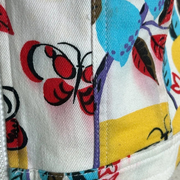 St. John Sport Colorful Butterfly Floral Trucker Denim Jacket READ - Picture 8 of 14